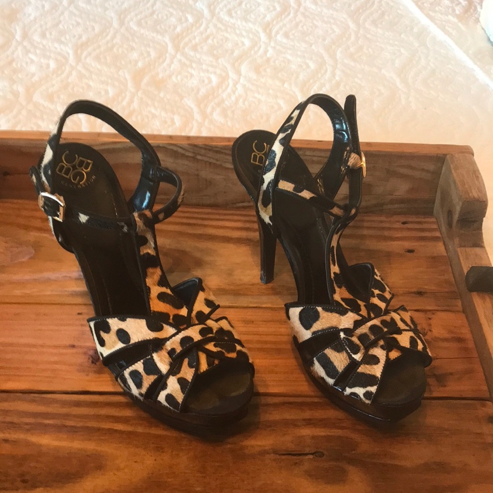 BCBG calf hair- patent leather heels. 8
